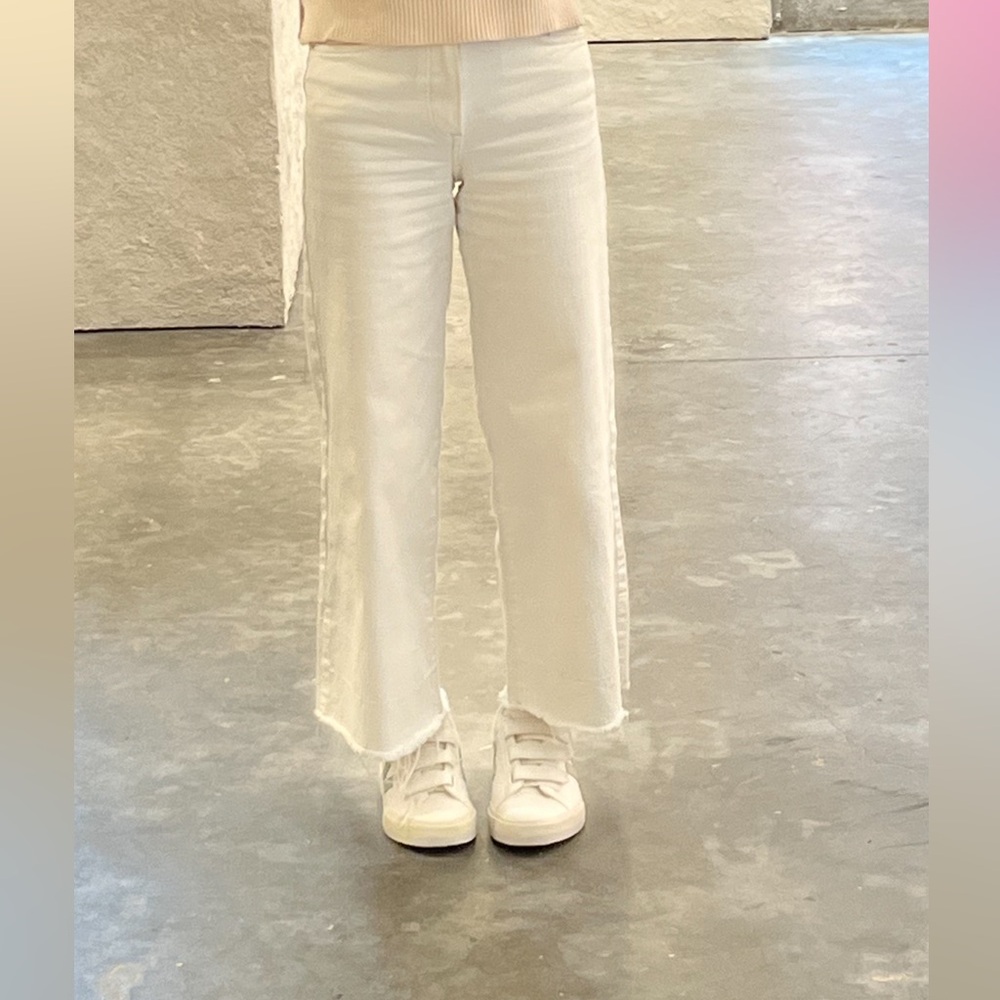 White H&M &denim cropped culotte style jeans